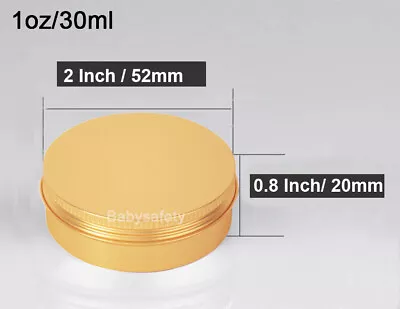 Gold Aluminum Tin Screw Top Lid Round Metal ContainerStorage Jar Travel Tin Can • $9.99