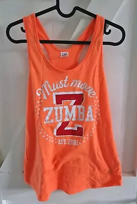 Ladied ZUMBA Fitness Dance Tank Top Racerback Orange Workout Gym  Size XS  • £7.99