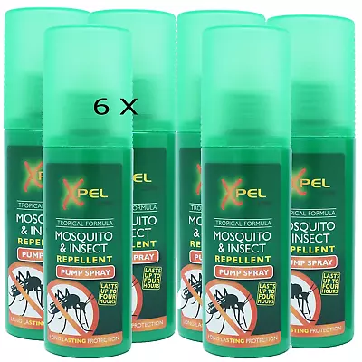 6 X XPEL Mosquito & Insect Repellent Pump Spray  Long Lasting Protection 75 ML • £10.89