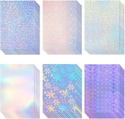36 Sheets Holographic Sticker Paper Clear A4 Vinyl Sticker Paper Self Adhesive W • $22.35