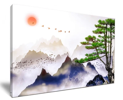 £24.99 • Buy Japanese Mountains HD Framed Canvas Wall Art Picture Print