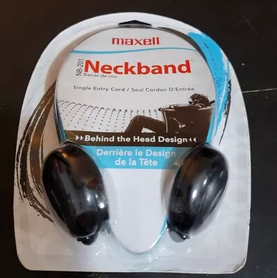 Maxell Stereo Neckband Black Headphones Behind The Head New In Package NB-201 • $7.49