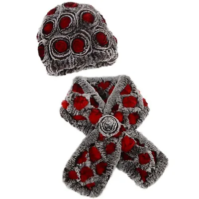 Winter Fur Hat Scarf Sets Women Real Rex Rabbit Warm Beanies Cap Fluffy Soft • $27.19