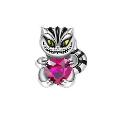 Cheshire Cat Charm For European Bracelets S925 Sterling Silver • £8.99