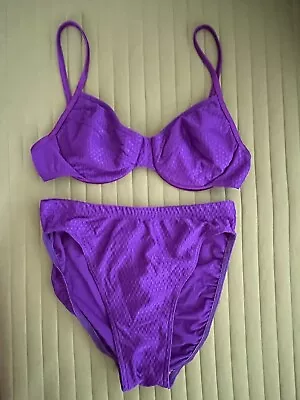 VTG Maillot Baltex Body ID Bikini Top Bottom PURPLE Women Size 12 Swim Beach • $30