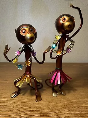 Dancing Monkeys Sculptures Metal Modern Figurines Home Decoration Set Of 2 • $39.98