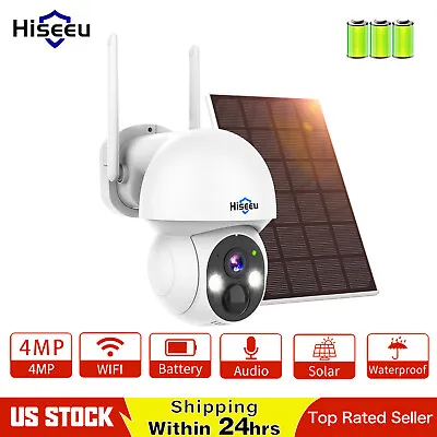 Hiseeu 4MP Solar Battery Powered Wireless WiFi Pan/Tilt Home Security Camera  • $49.99