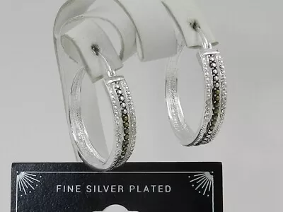 MACY'S Marcasite  Medium Hoop Earrings • $3