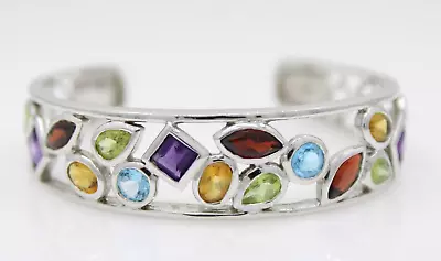 AK Atasay Kuyumculuk Sterling Silver Multicolor Gemstone Cuff Bracelet 6  • $49.49