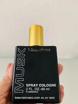 VINTAGE MONSIEUR MUSK 2 Oz Spray COLOGNE By Dana Perfumes NY UNBOXED FOR MEN • $25