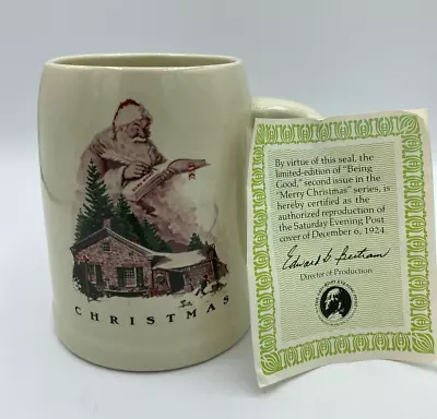 Norman Rockwell Christmas Santa Large Mug  Being Good” Saturday Evening Post 83 • $9.97