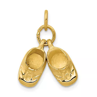 14k 3D Moveable Polished Baby Shoes Charm A9281 • £277.19