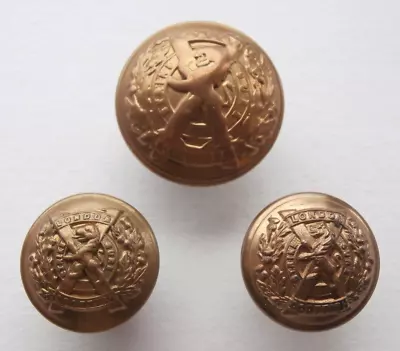 3 British Army London Scottish Regiment Officers Brass Uniform Buttons • £9.99