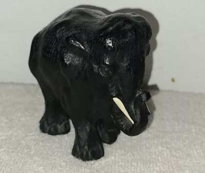 Vintage Black Hand Carved Wooden ELEPHANT • $12.95