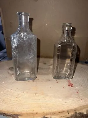 2 Vintage Glass (1)  4 Oz Medicine Bottle Needs Cork 5.5  Tall And (1) 3oz • $6