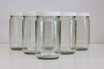 32 Oz Wide Mouth Glass Jar With White Plastic Lid  89/400 PK6 • $8