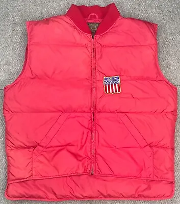 Eddie Bauer USA Patch Vintage Men's Red Goose Down Bubble Vest Size Large • $80.99