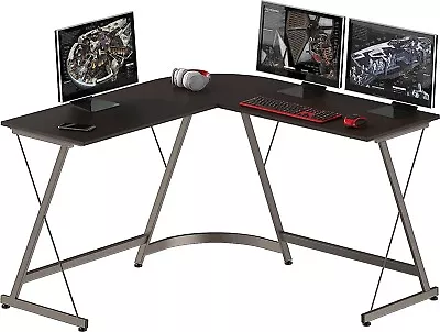 SHW Gaming Desk L-Shaped Office Computer Corner Table Furniture Espresso • $146