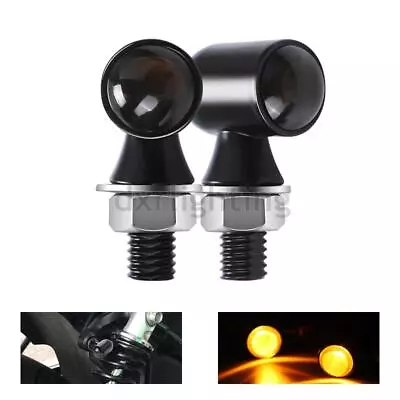 2X Motorcycle Turn Signal Light Mini Bullet Blinker Amber Indicator Lights Black • $12.88