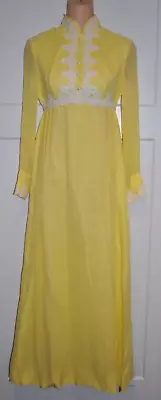 Vintage Yellow Chiffon Wedding/Formal Long Maxi Dress 60's-70's • $24.99