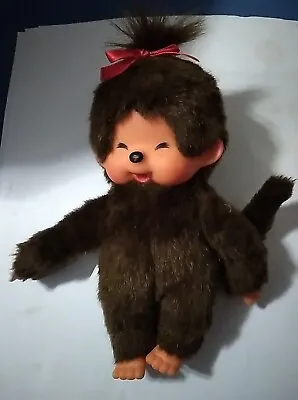 Vintage Red Bow MONCHHICHI GIRL Sekiguchi 5  Thumb & Bottle Sucking Plush Monkey • $30