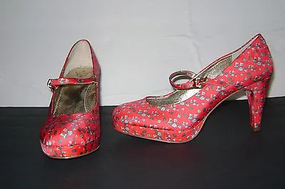 Miss Albright Anthropologie Mary Jane Shoes Heels Red Strawberry Mod Cloth 9.5  • $49.99