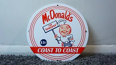 Vintage Mcdonalds Porcelain Gas Restaurant Service Station Sign Hamburger Rare • $21.01