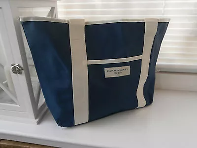 Elizabeth Hurley Beach Bag Water Resistant Canvas Nautical Navy Blue Tote New • £9.99