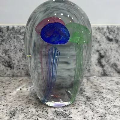 Vintage Murano Glass 3 Jellyfish Aquarium Ocean Art Paperweight Sculpture • $32.75