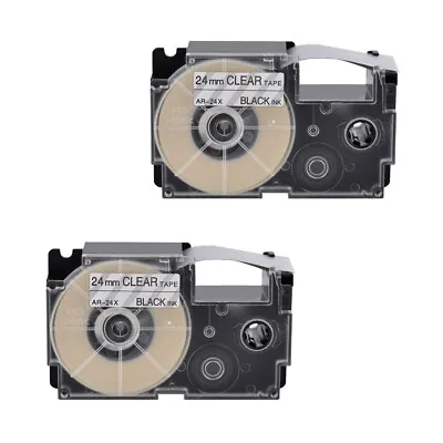 £14.39 • Buy 2PK Black On Clear Tape Cartridge XR-24X For Casio KL8200 EZ Label Printer