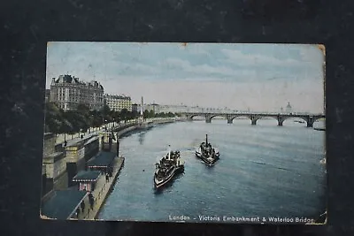 Postcard Victoria Embankment & Waterloo Bridge London Posted Postmark 1904 • £4.01