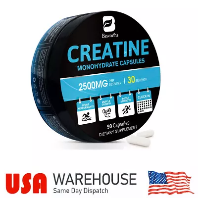90 Pills Creatine Monohydrate Capsules - Bodybuilding Muscle Growth • $16