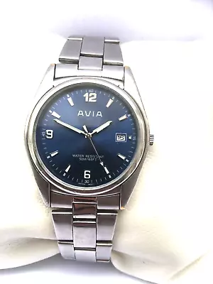 Avia Mens Vintage Quartz Calendar 50 MT WR Bracelet Watch 100002 • $103.76