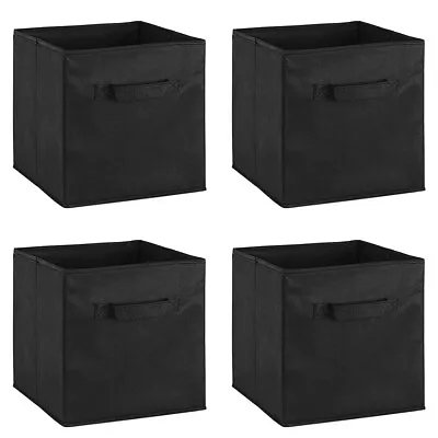 4x Collapsible Foldable Storage Boxes Drawer Canvas Fabric Cube Organiser Basket • £12.99