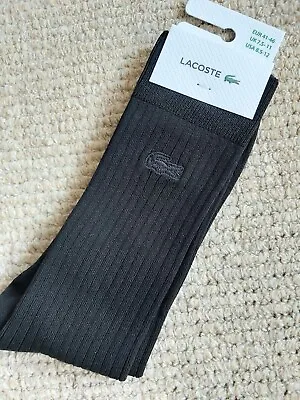 Genuine LACOSTE Black Tonal Mens SOCKS UK 7.5-11  ( 41-46 ) RA7804 LacBox2 • £22.50