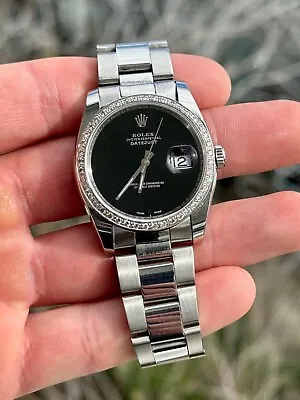 Rolex Datejust 116234 Custom Black Dial & Diamond Bezel 36mm • $5949