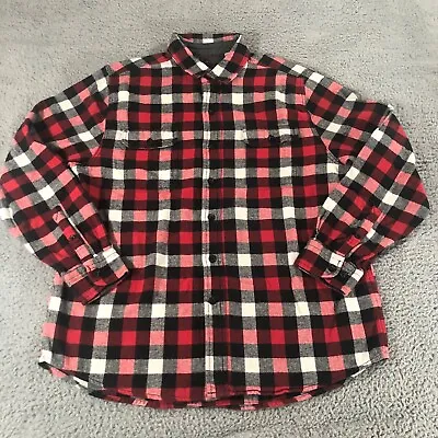 Woolrich Flannel Shirt Mens Large (Fits As Medium) Plaid Red White Black • $13.49