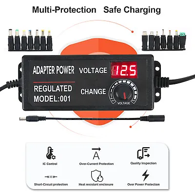 48W Variable Adjustable Voltage Power Supply Adapter Display Safe Charging New • £17.98