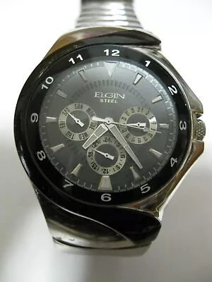 Men's Elgin Watch FG 149 Stainless Steel Case & Band 4 Dials Water Resistant N/B • $50