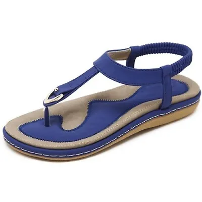 New Comfort Sandals Bohemian Elastic Slip-On Summer Sandals Blue Womens Size 10 • $20