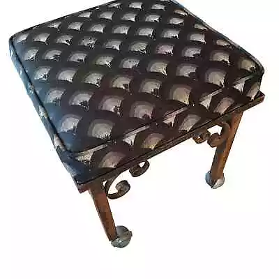 Stylin Stool! Vintage Mid Century Rolling Foot Rest Bench Wrought Iron LocalOnly • $69
