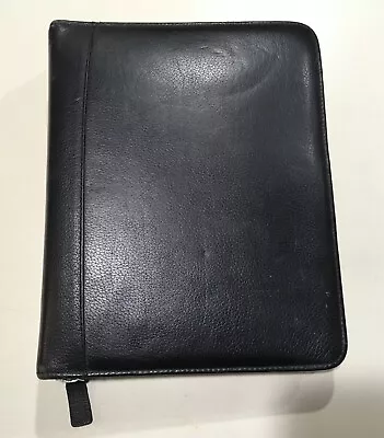 Vintage Franklin Quest Covey CLASSIC Black Leather Zip Planner Binder 1.5  Rings • $39.99