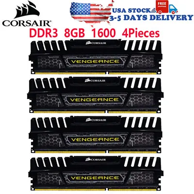 Corsair Vengeance DDR3 32GB (4x8GB) 1600MHz PC3-12800 Desktop RAM Memory DIMM • $49.95