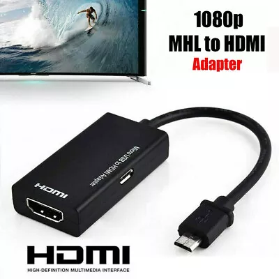 2 Meters MHL Micro USB To HDMI Adapter Cable 11Pin For Samsung Galaxy S7 S9 ` • £5.64