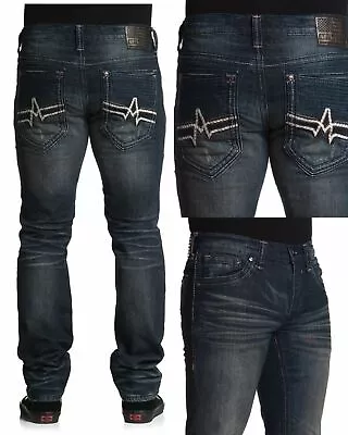 AFFLICTION GAGE APEX HODGES Men's Denim Jeans Black Biker MMA • $59.95