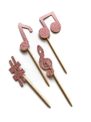 £3.99 • Buy 12 Pink Music Note Cake Toppers Birthday Decoration Cupcake Topper Tik Tok Notes