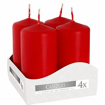 Set Of 4 Red Pillar Candles 40mm Diameter X 80mm Height • £10.29