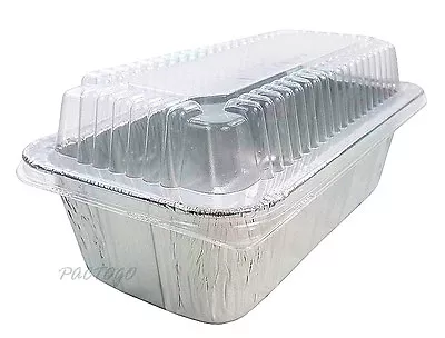 1 1/2 Lb. Disposable Aluminum Foil Loaf Bread Baking Pan Tin W/Clear Dome Lid   • $13.99