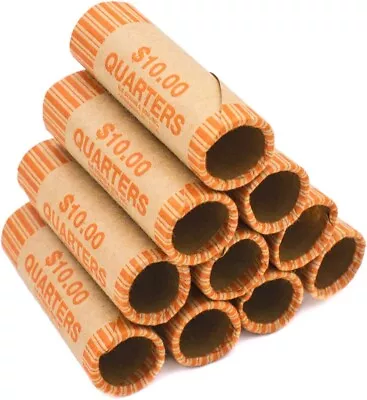 24 Pack QUARTERS Crimped End Coin Wrappers PREFORMED TUBES USA FAST SHIPPING • $10.95