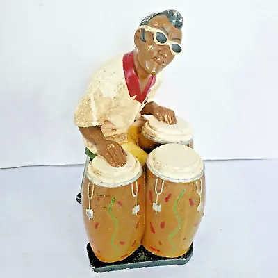 Conga Drum Player Apparence Paris Enesco 10 In Resin Statue Vtg Jazz Band Bongo • $110